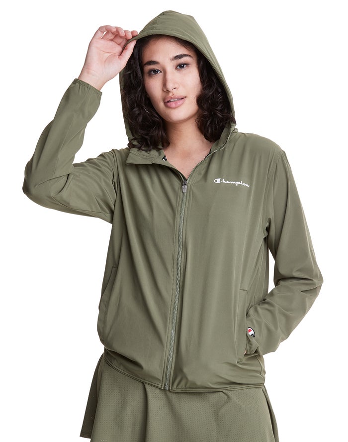 Champion Woven Full-Zip Olive Jackets Womens - South Africa KOSAGL439